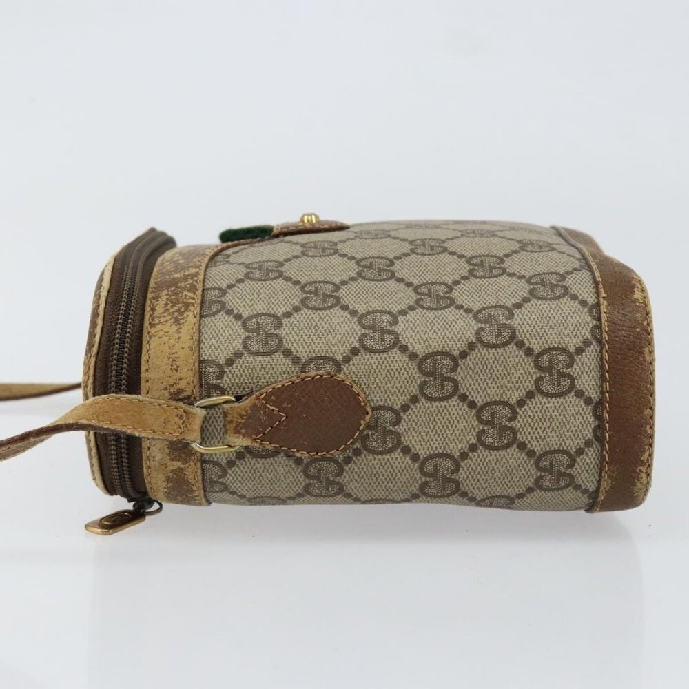 GUCCI GG Supreme Web Sherry Line Bag PVC Beige Gold 904 02 070 Auth 152352 - Picture 5 of 16